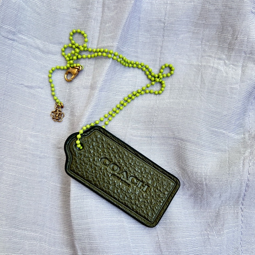 Coach leather tag necklace/bag charm
